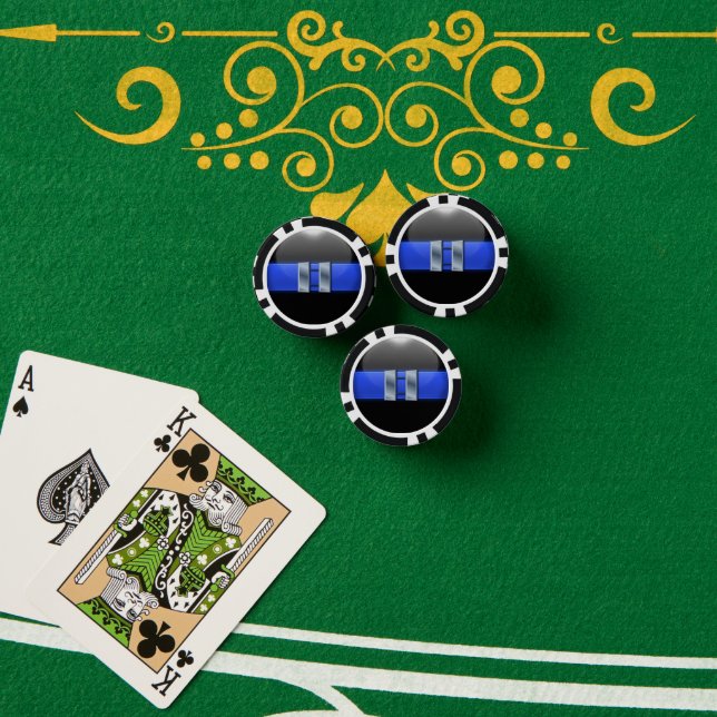 Thin Blue Line Custom Pokerchips (Pokertisch (Stapel))