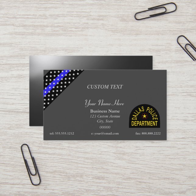 Thin Blue Line Dallas Police Business Card Visitenkarte (Vorderseite/Rückseite Beispiel)