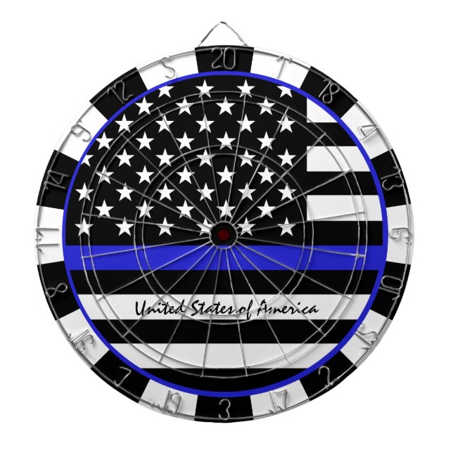 Thin Blue Line Darts & American Flag Police / USA Dartscheibe (vorne)