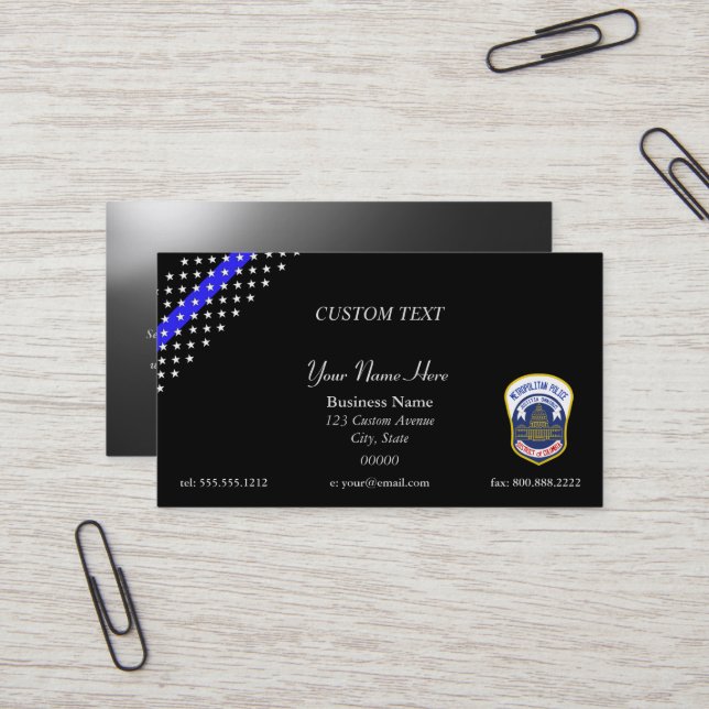 Thin Blue Line DC Metro Police Business Card Visitenkarte (Vorderseite/Rückseite Beispiel)