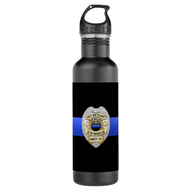 Thin Blue Line Edelstahlflasche (Vorderseite)