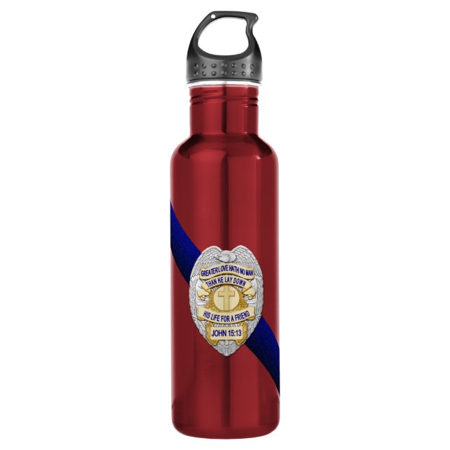 Thin Blue Line Edelstahlflasche (Vorderseite)