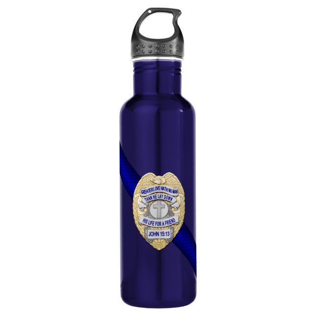 Thin Blue Line Edelstahlflasche (Vorderseite)