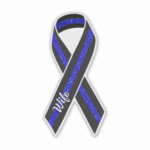 Thin Blue Line Ehefrau Glitzer Ribbon Aufkleber