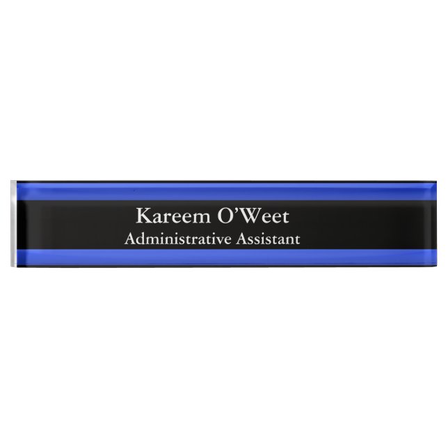 Thin Blue Line - Einfaches Design Name Plate Namensplakette (Vorderseite)