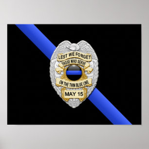 Thin Blue Line Flag & Badge Poster