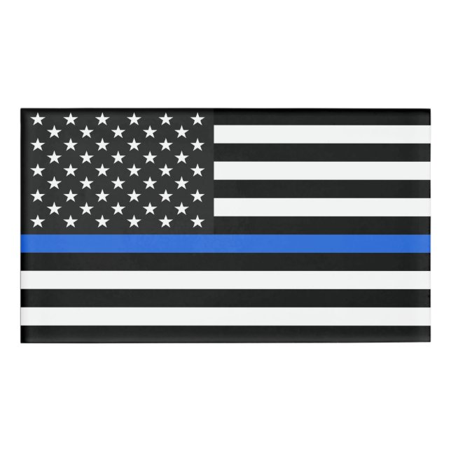 Thin Blue Line Flag der USA Namenschild (Vorderseite)