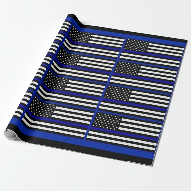 Thin Blue Line Flag Geschenkpapier (Ungerollt)