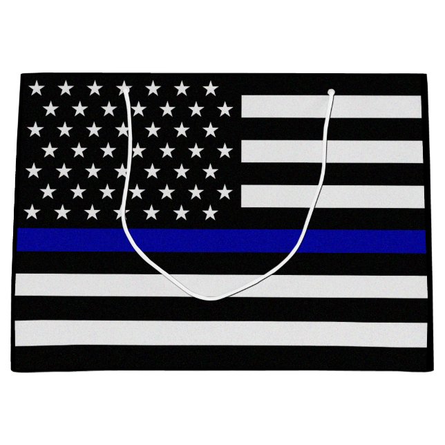 Thin Blue Line Flag Große Geschenktüte (Vorderseite)