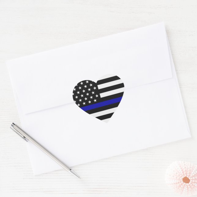 Thin Blue Line Flag Herz-Aufkleber (Umschlag)
