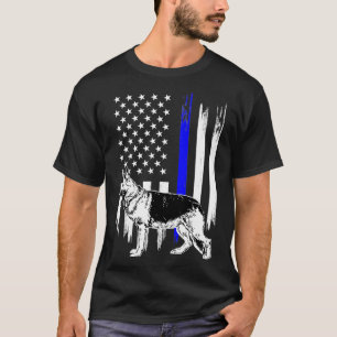 Thin Blue Line Flag K9 Deutsche Schäferpolizei Hun T-Shirt