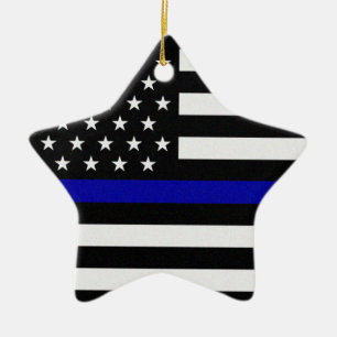 Thin Blue Line Flag Keramik Ornament