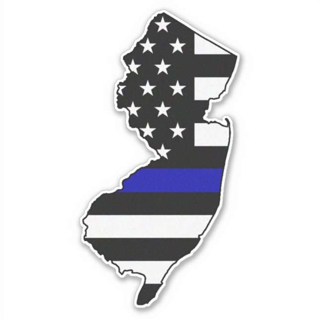 Thin Blue Line Flag New Jersey Aufkleber (Vorderseite)