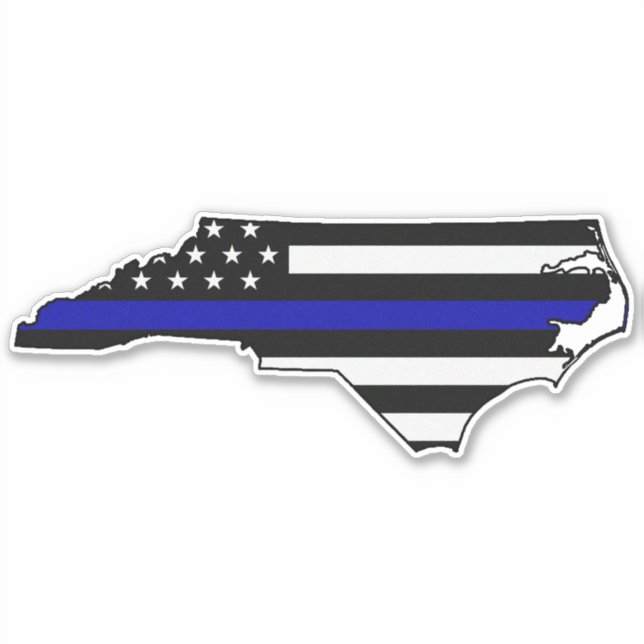 Thin Blue Line Flag North Carolina Aufkleber (Vorderseite)