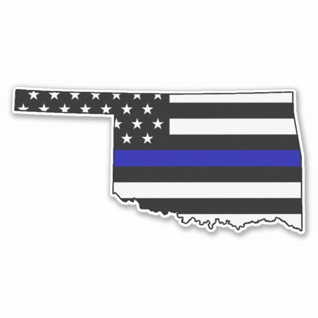 Thin Blue Line Flag Oklahoma Aufkleber (Vorderseite)
