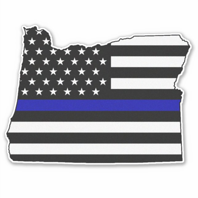 Thin Blue Line Flag Oregon Aufkleber (Vorderseite)