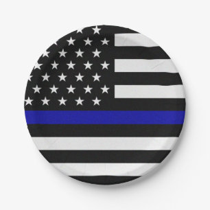 Thin Blue Line Flag Pappteller