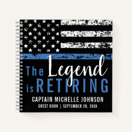 Thin Blue Line Flag Police Retirement Gästebuch Notizbuch