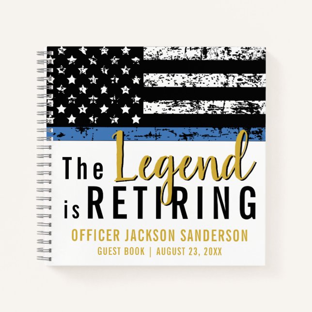 Thin Blue Line Flag Police Retirement Gästebuch Notizbuch (Vorderseite)