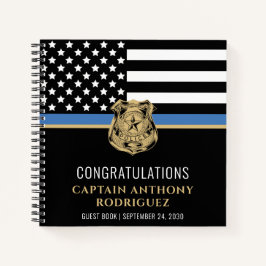 Thin Blue Line Flag Police Retirement Guest Notizbuch