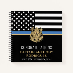 Thin Blue Line Flag Police Retirement Guest Notizbuch
