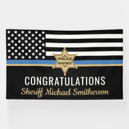 Thin Blue Line Flag Police Sheriff Retirement Banner