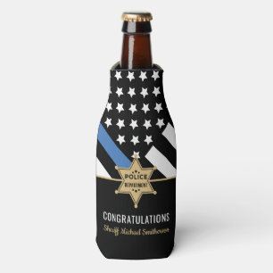 Thin Blue Line Flag Police Sheriff Retirement Flaschenkühler