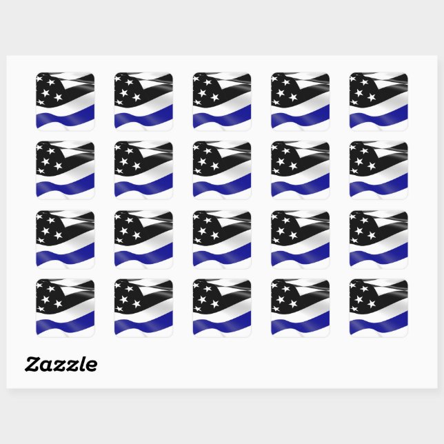Thin Blue Line Flag Quadratischer Aufkleber (Blatt)