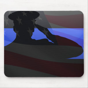Thin Blue Line - Flag Salute Mousepad