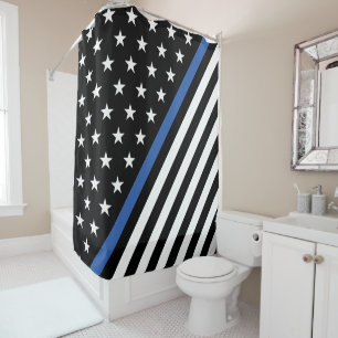 Thin Blue Line Flag US Flagge Dusche Curta Duschvorhang