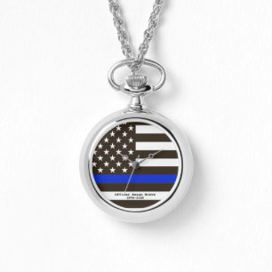 *~* Thin Blue Line Flag USA Polizeibeamte Frau Armbanduhr