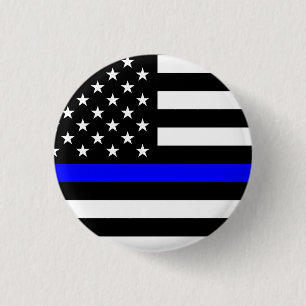 Thin Blue Line Flag (Vereinigte Staaten) Button