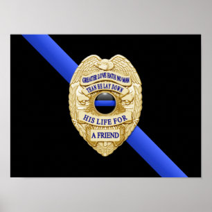 Thin Blue Line Flagge & Abzeichen Poster