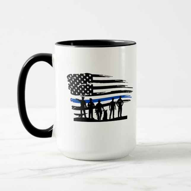 Thin Blue Line Flagge Polizei Tasse (Links)