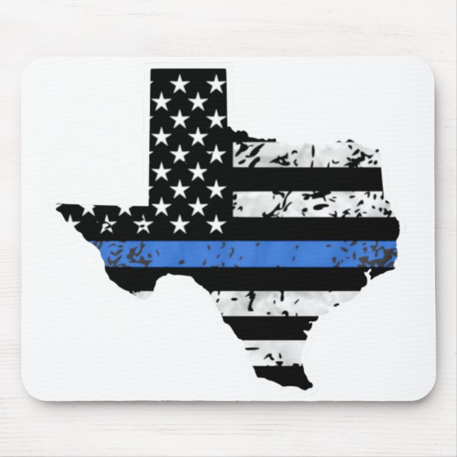 Thin Blue Line Flagge Texas Mousepad (Vorne)