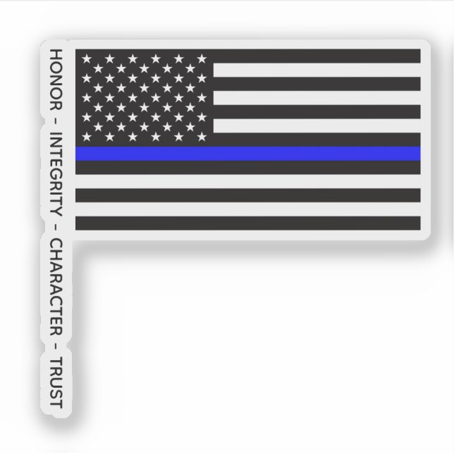 Thin Blue Line Flagge (Vereinigte Staaten) Aufkleber (Vorderseite)