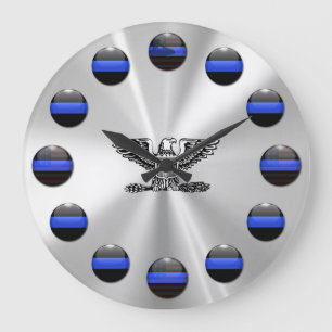 Thin Blue Line Full Bird Chief Große Wanduhr