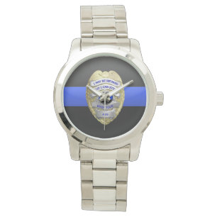 Thin Blue Line Funny Remüde Police Abzeichen Armbanduhr