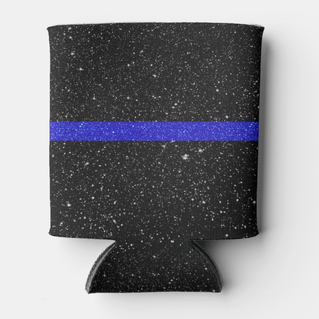 Thin Blue Line Glitzer Dosenkühler (Vorderseite)
