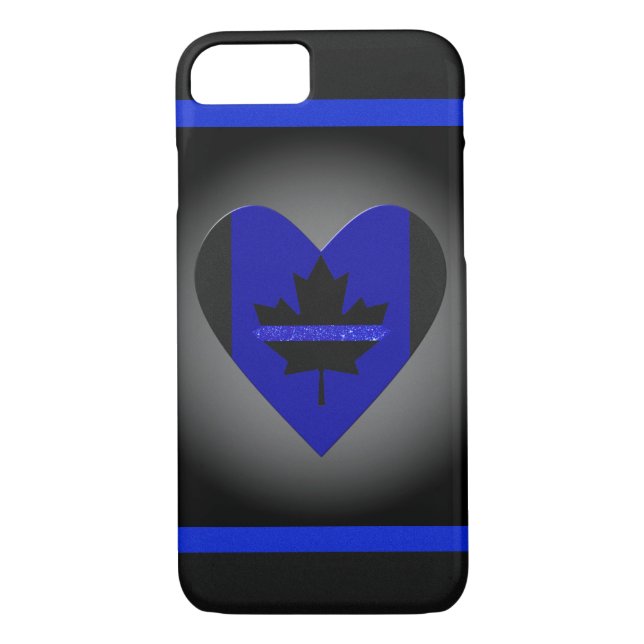 Thin Blue Line Glitzer Herzenflagge Case-Mate iPhone Hülle (Rückseite)