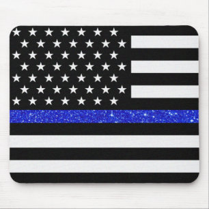Thin Blue Line Glitzer Mousepad