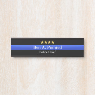 Thin Blue Line - Gold Star Rank Door Sign Türschild