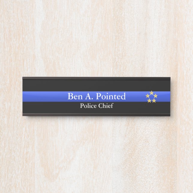Thin Blue Line - Gold Star Rank Door Sign Türschild (Vorderseite )
