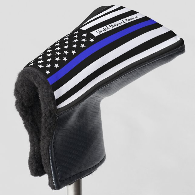 Thin Blue Line & Golf USA Flagge / Clubs Golf Head Headcover (3/4 Vorderseite)
