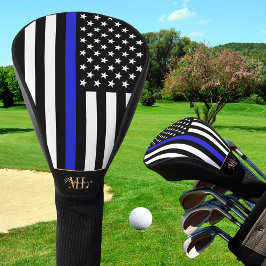 Thin Blue Line & Golf USA Flagge / Monogrammierte  Headcover
