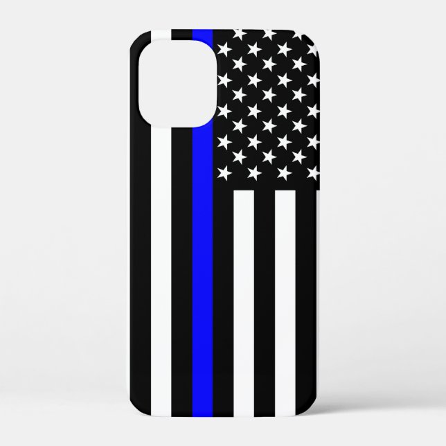 Thin Blue Line Grafik auf einer US-Flagge Case-Mate iPhone Hülle (Rückseite)