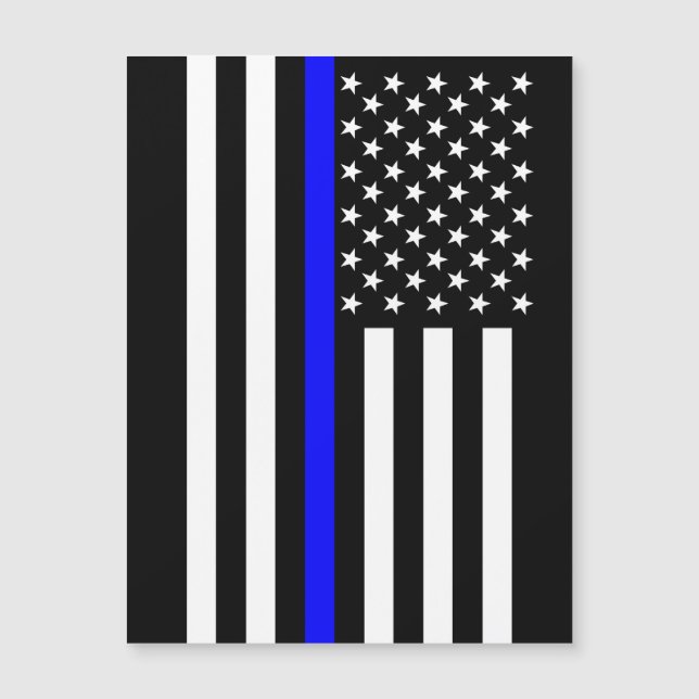 Thin Blue Line Grafik auf einer US-Flagge Magnetkarte (Vorderseite)