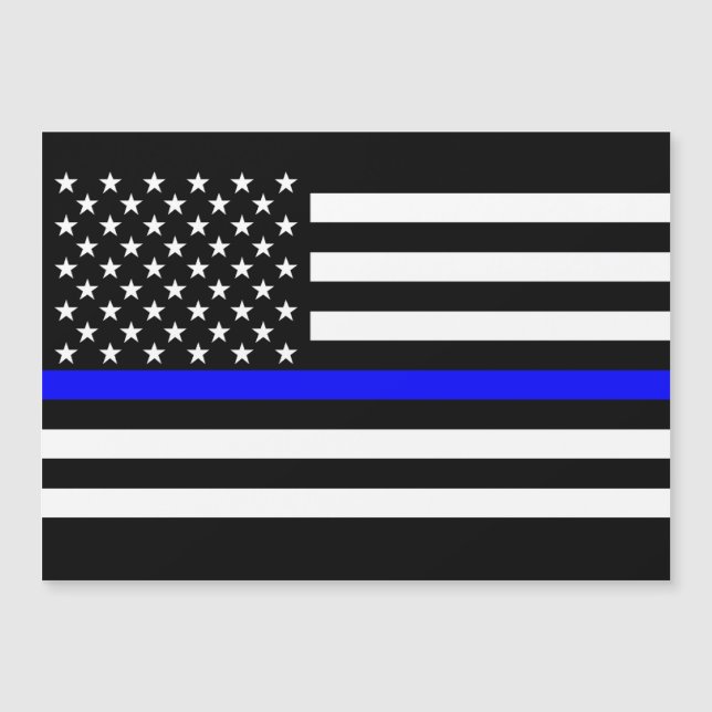 Thin Blue Line Grafik auf einer US-Flagge Magnetkarte (Vorderseite)