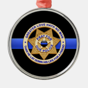 Thin Blue Line Greater Liebe Abzeichen Ornament Aus Metall