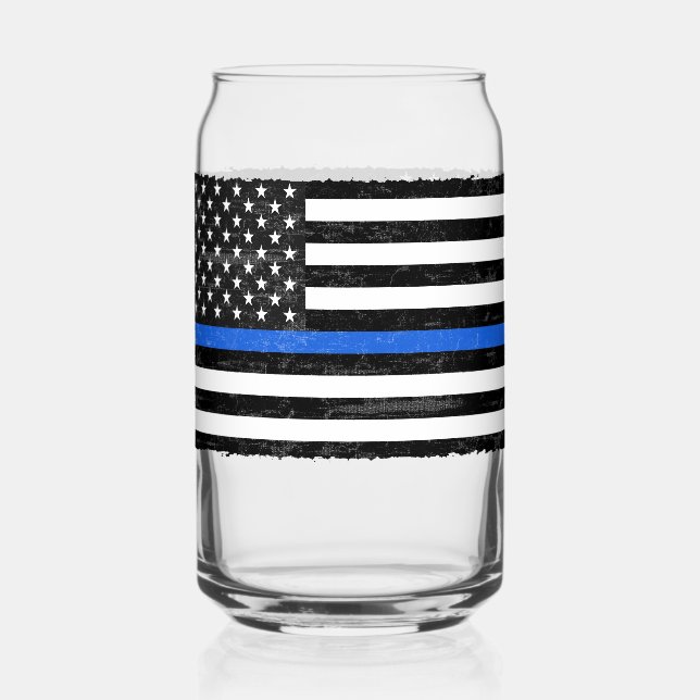 Thin Blue Line Grungy American Flag Dosenglas (Vorderseite)